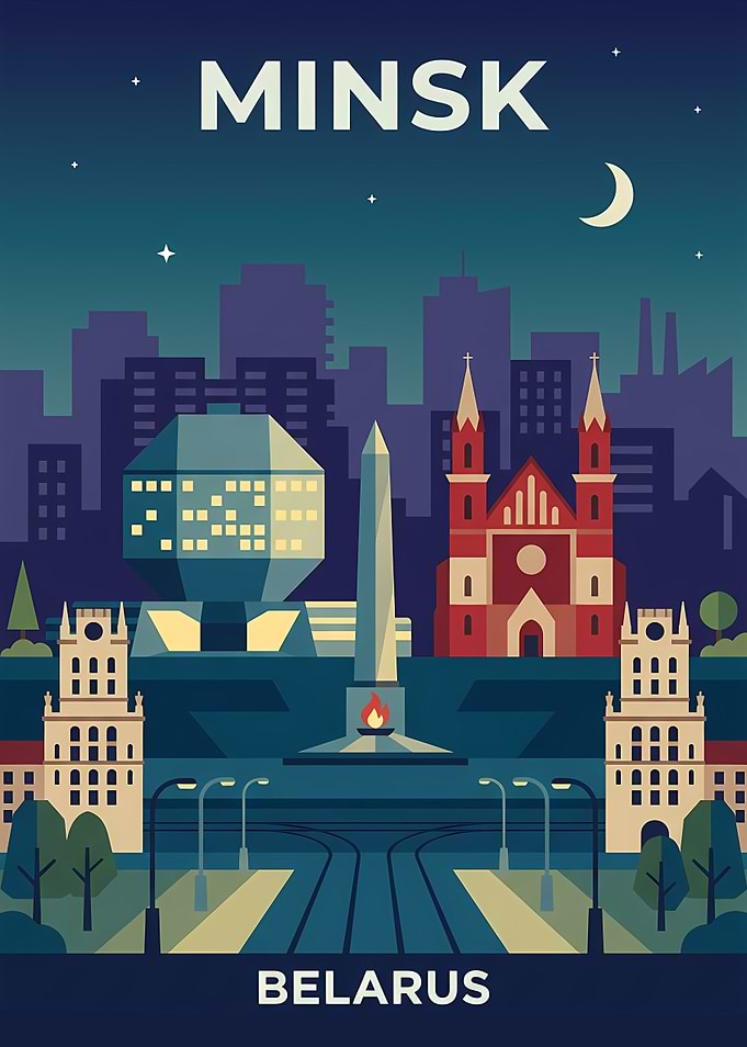 Minsk Belarus Cityscape Poster