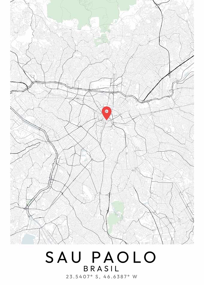Sao Paulo Map with Pin