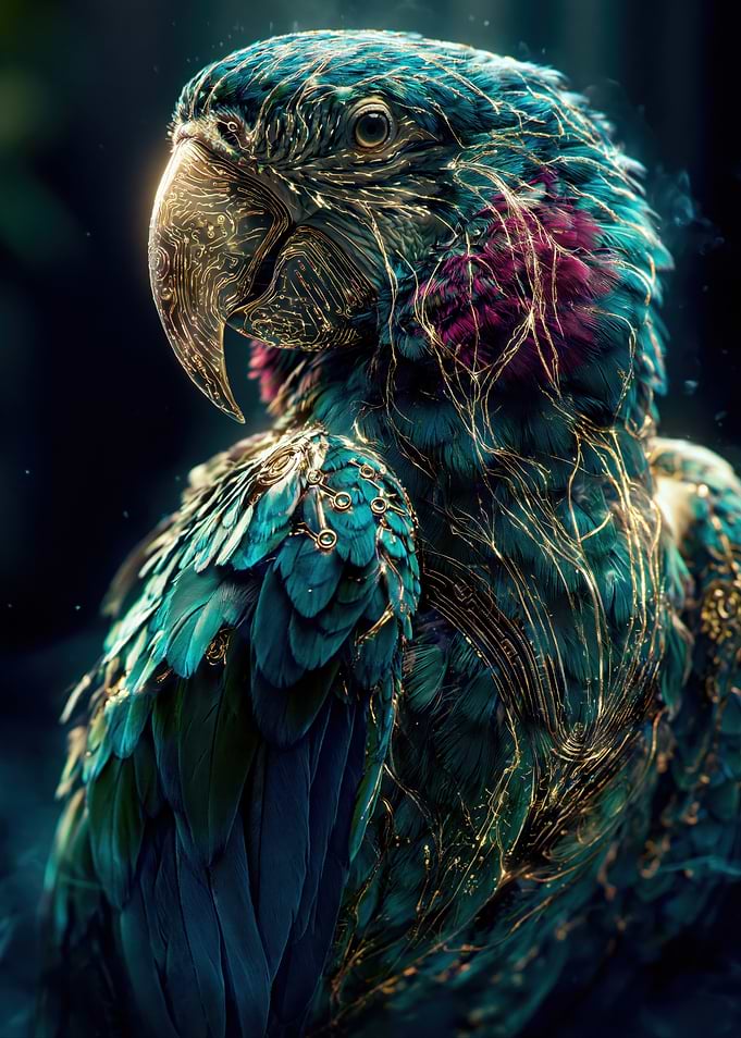 Ornate Macaw with Golden Filigree