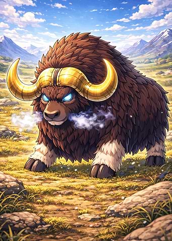 Musk Ox with Glowing Eyes