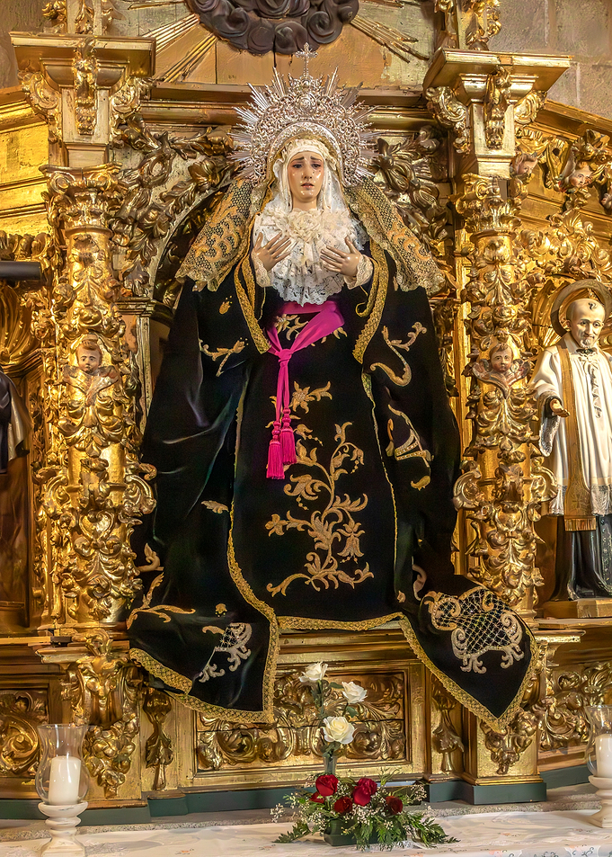 Religious Statue in Ornate Altar