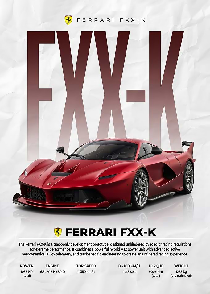 prototype Ferrari FXX-K Car Poster