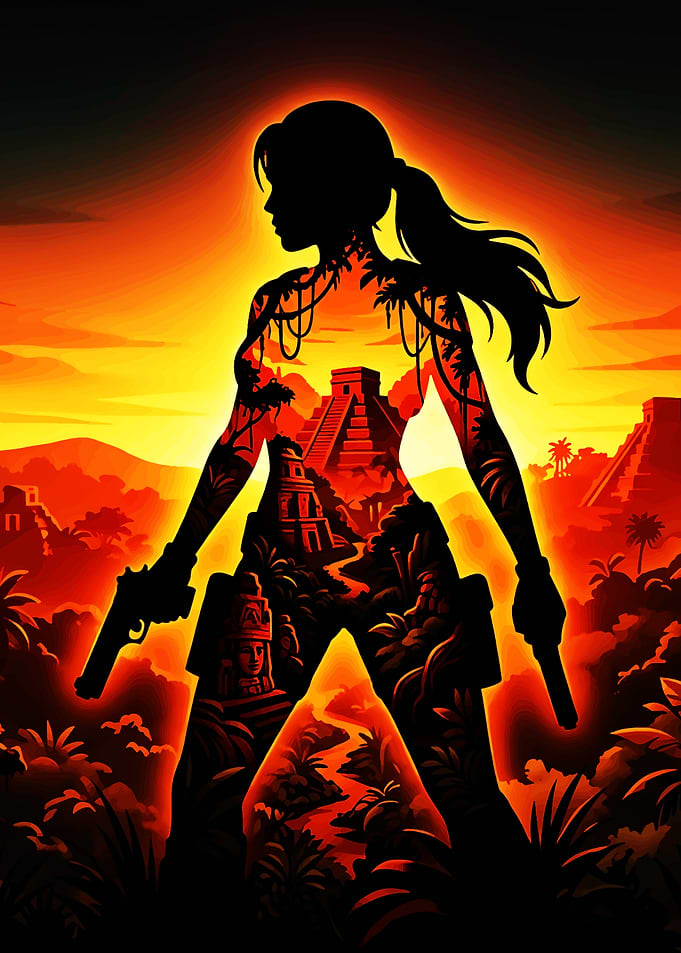 Lara Croft Silhouette Jungle Adventure