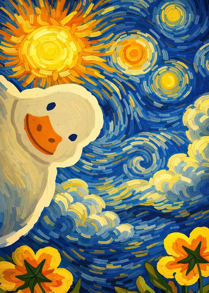 Goose in Starry Night Style