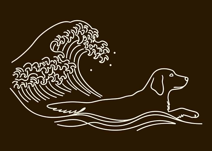 Retriever Surfing a Great Wave