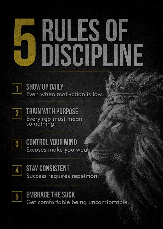 5 Rules of Discipline Lion Poster