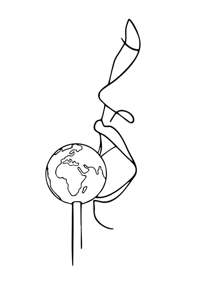 Minimalist Earth and Lips Line Art