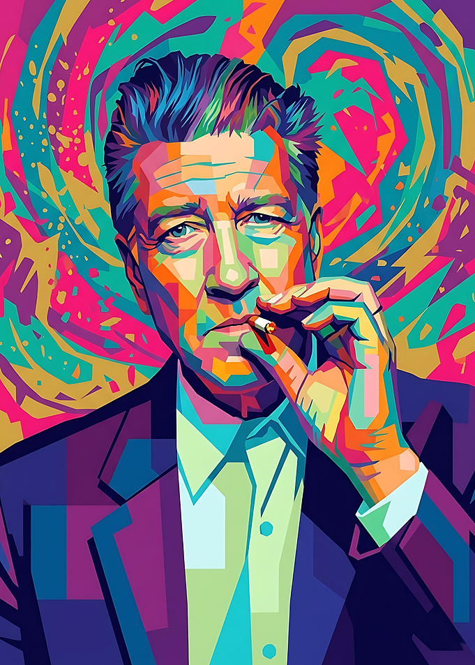 David Lynch Smoking in Pop Art Style