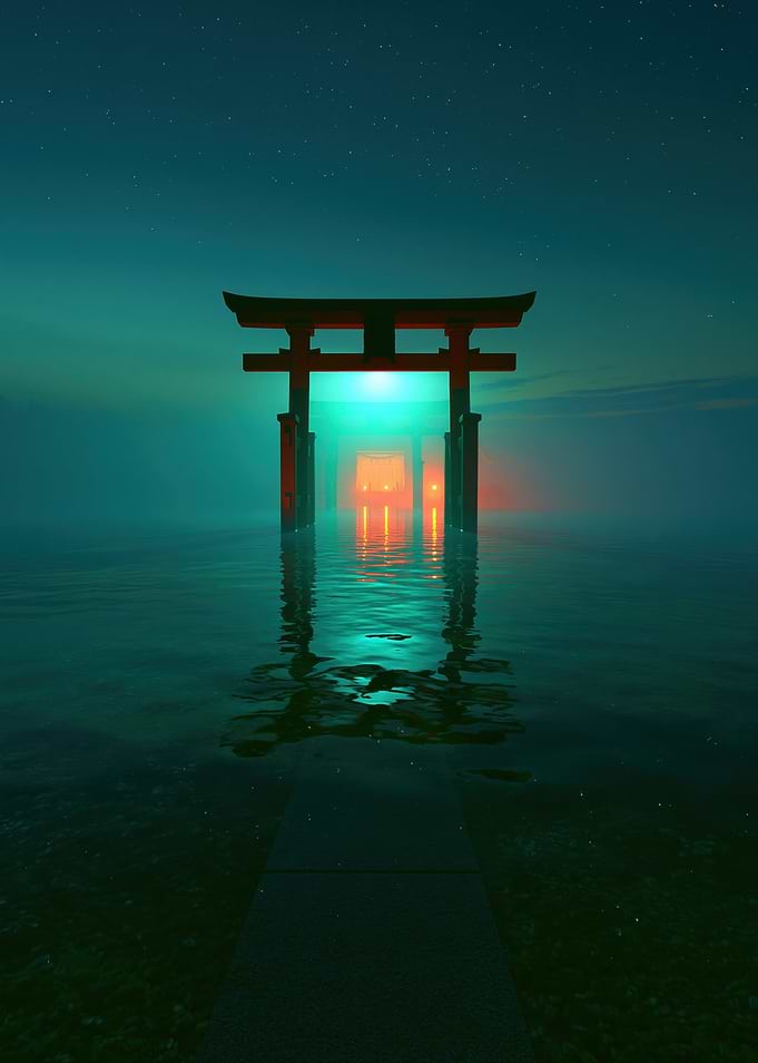 Mystical Torii Gates at Night