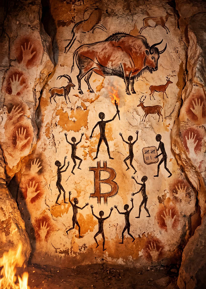 Cave Painting of Bitcoin Stone Cold 21 Million
