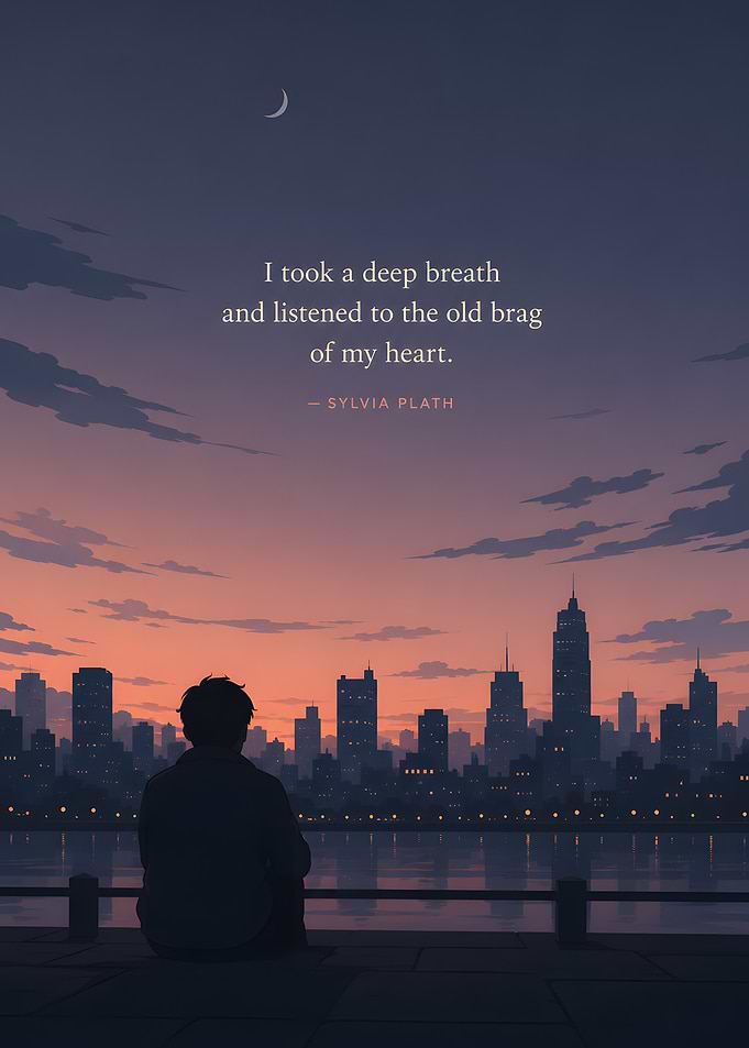 Man watching city skyline at sunset