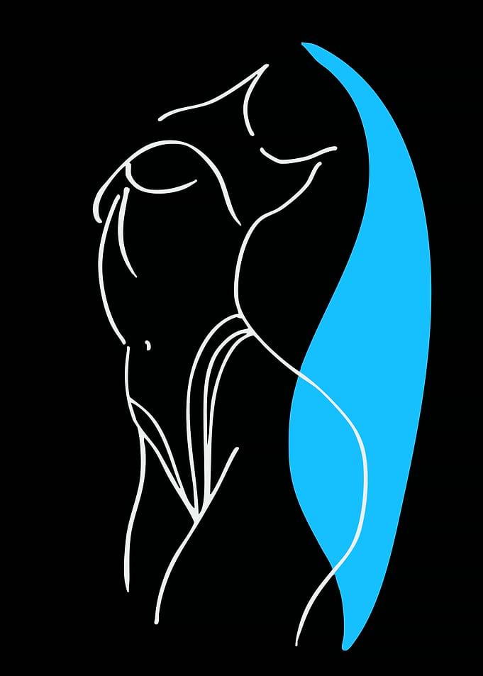 Abstract Woman with Blue Flow