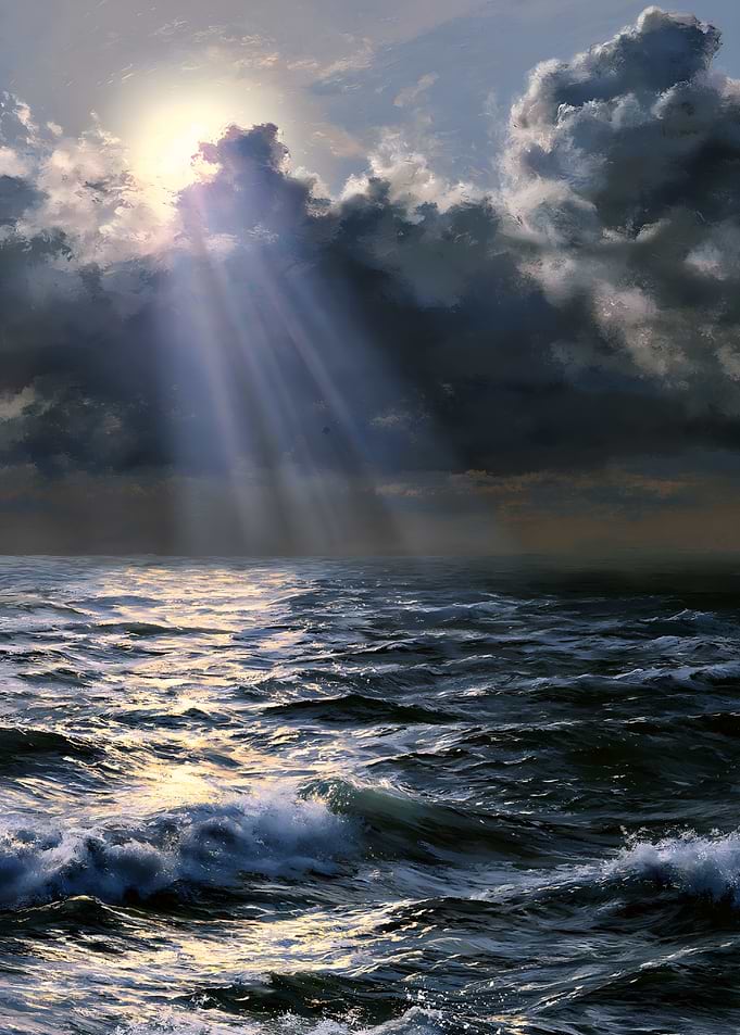 Stormy Seas with Sunbeams