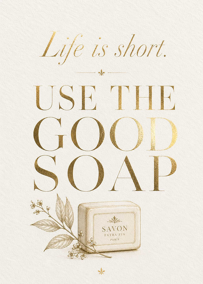 Life is short, use the good soap