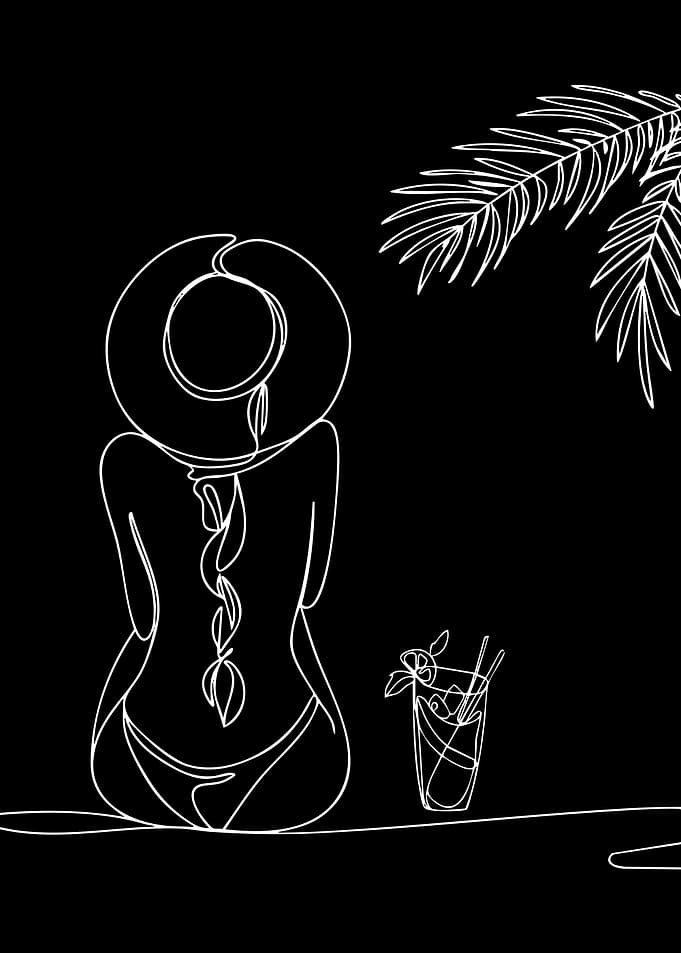 Woman in Hat with Cocktail