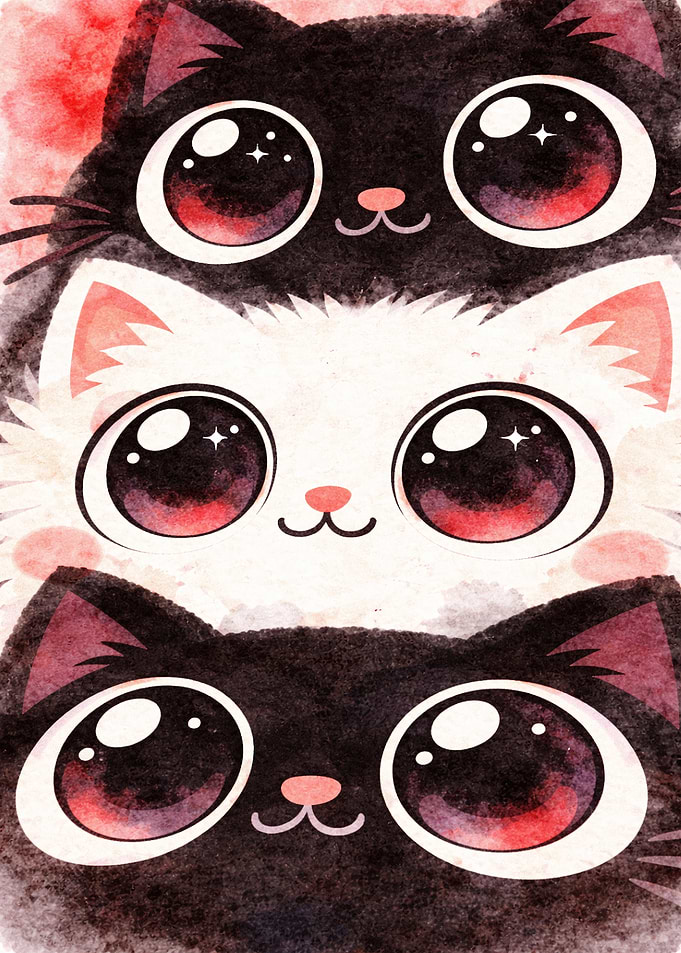 Three Cute Cats Stacked