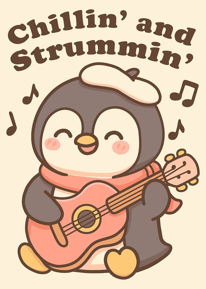 Cute Penguin Playing Guitar