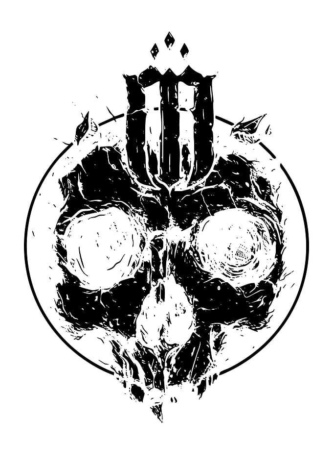 Distressed Skull with Crown