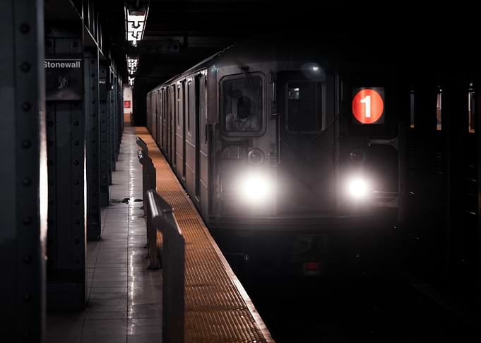 New York City Subway Train at Station