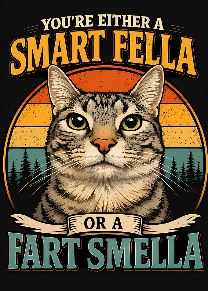Funny Cat 'Smart Fella or Fart Smella'