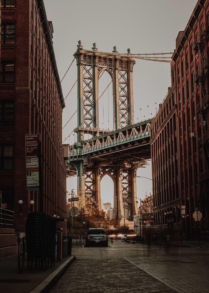Manhattan Bridge Through City Streets