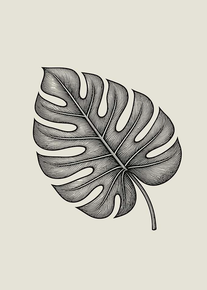 Monstera Leaf Engraving