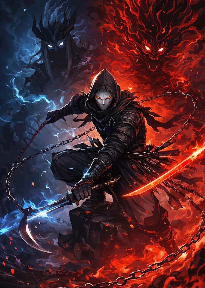Ninja Warrior with Fiery and Icy Elements