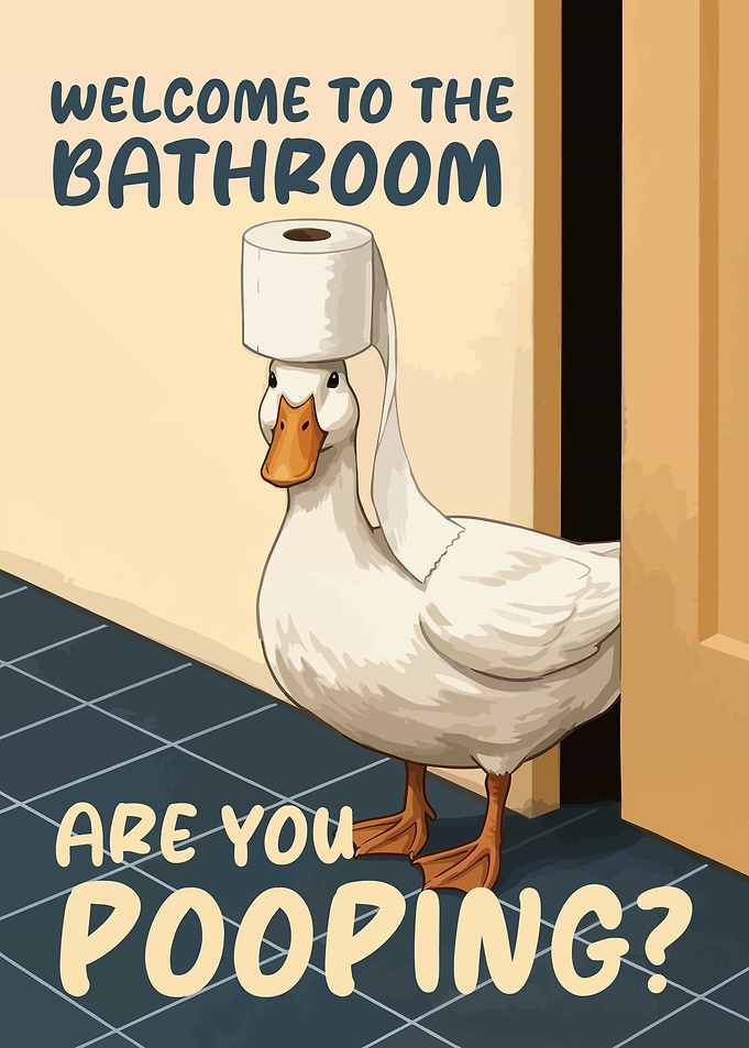 Duck with Toilet Paper Hat