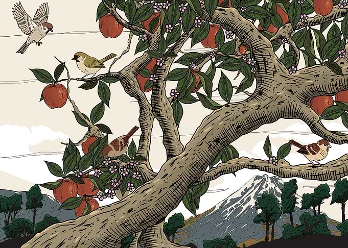 Birds and Apples on a Tree