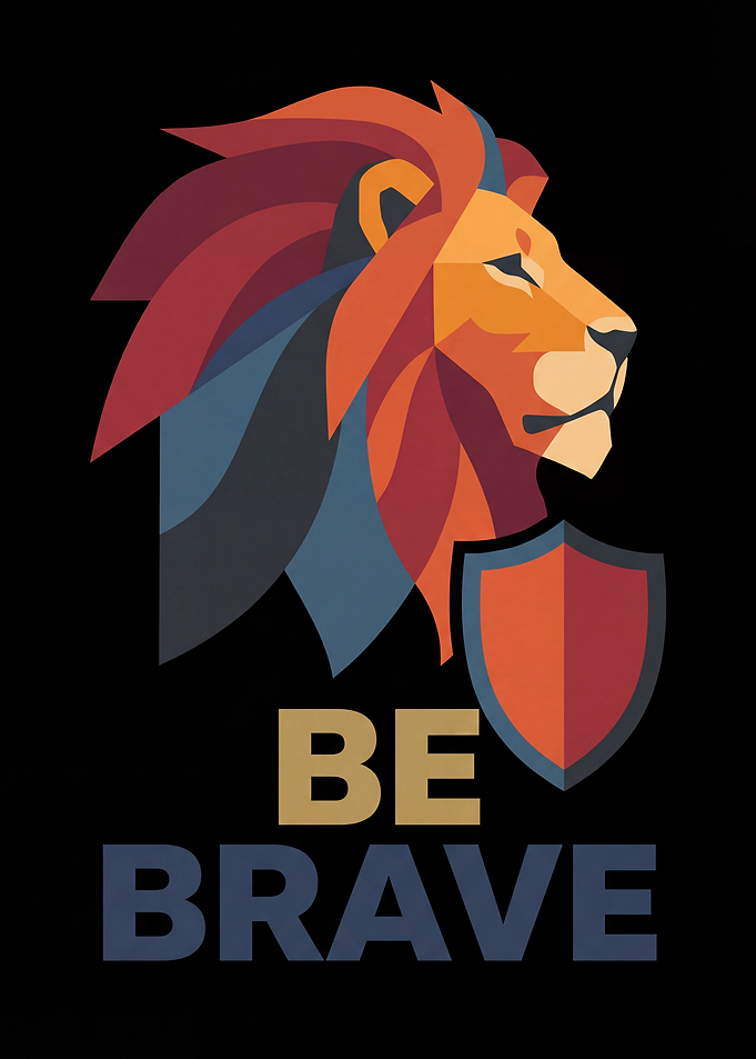 Geometric Lion with Shield and Text