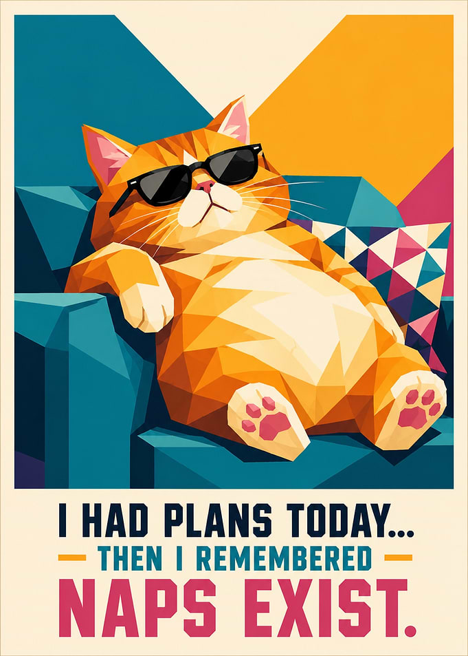 Funny Cat with Sunglasses Loves Naps
