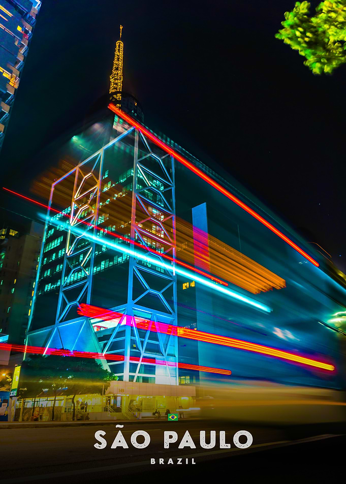 Sao Paulo at Night with Light Trails