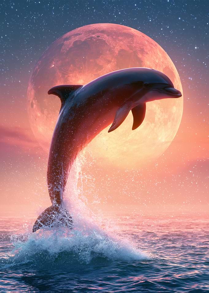 Dolphin Leaping at Sunset