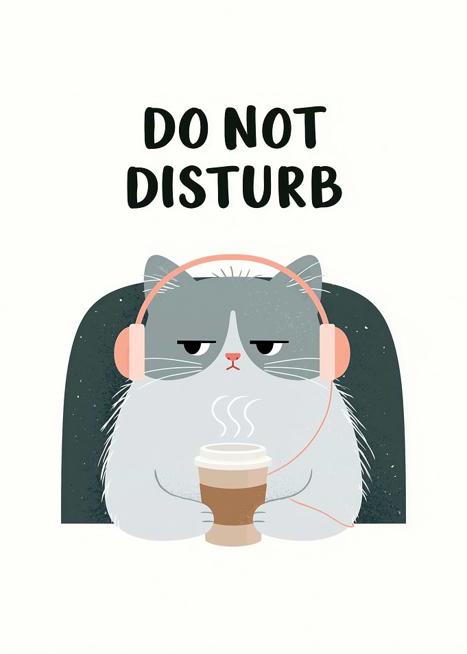 Do Not Disturb Cat with Coffee