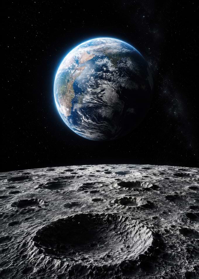 Earth and Moon in Space