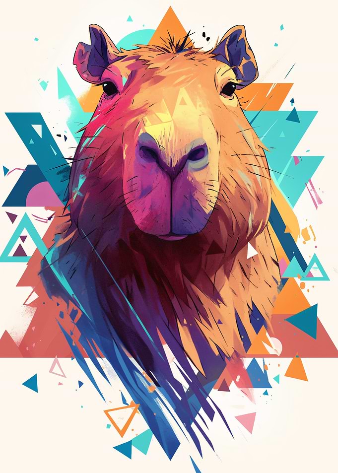 Capybara Geometric Abstract Art