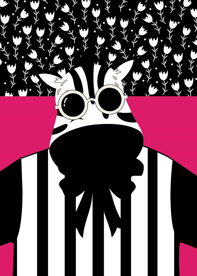 Stylized Zebra Wearing Sunglasses