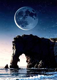 Moonlit Archway Cliff Over Ocean