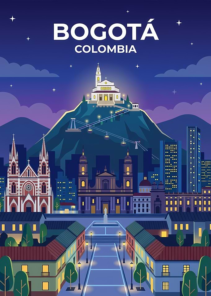 Bogota Colombia Skyline at Night