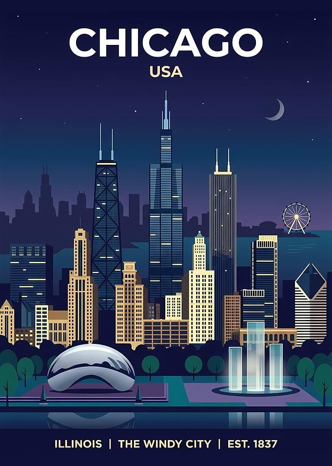 Chicago Skyline at Night