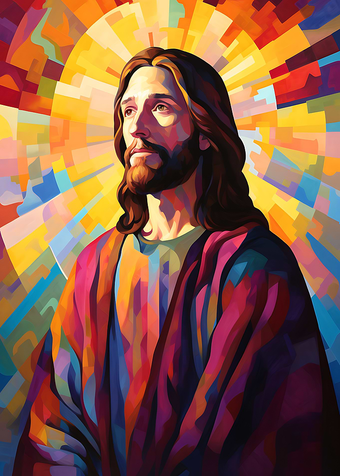 Jesus Christ in Stained Glass Style