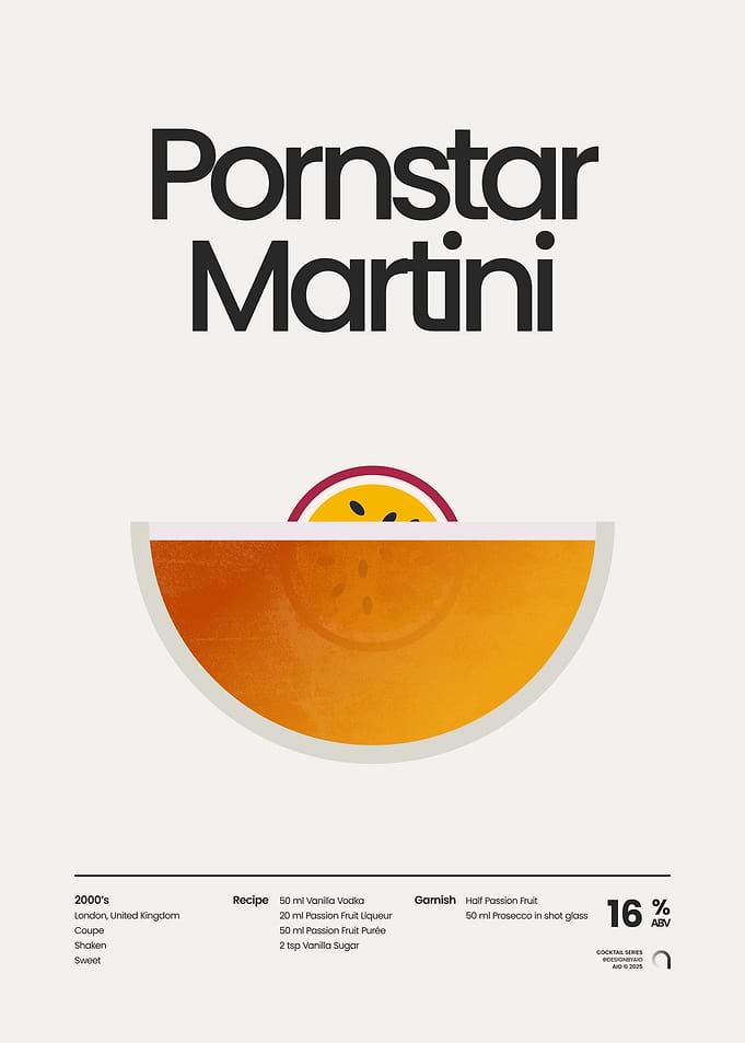 Pornstar Martini Cocktail Illustration