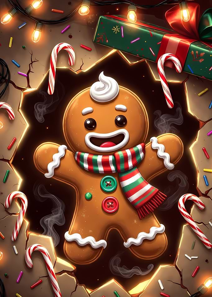 Gingerbread Man with Christmas Decorations