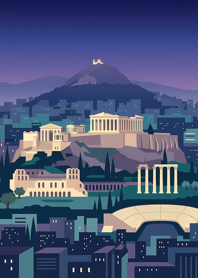Athens Cityscape at Dusk