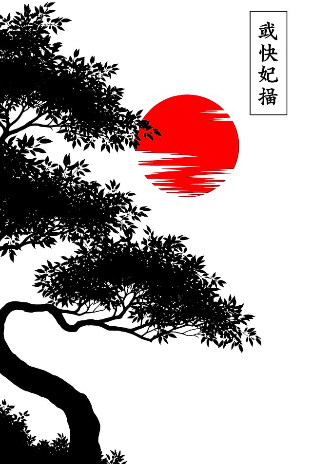 Japanese Tree and Sun