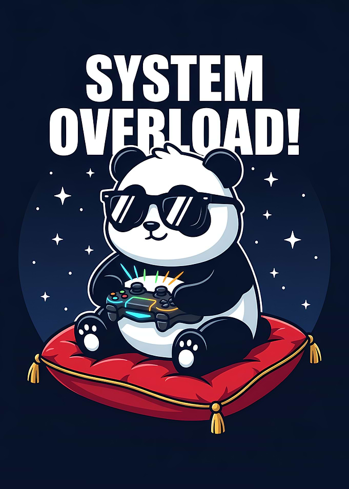 Cute Gaming Panda with Sunglasses Holding Controller Video Game