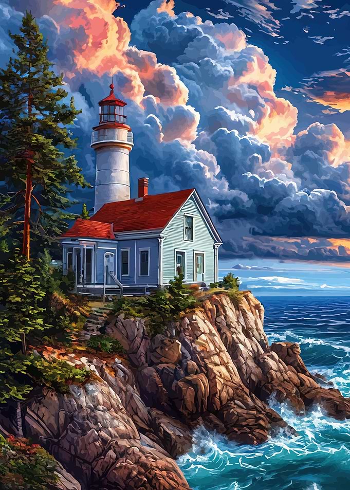 Lighthouse on a Rocky Cliff