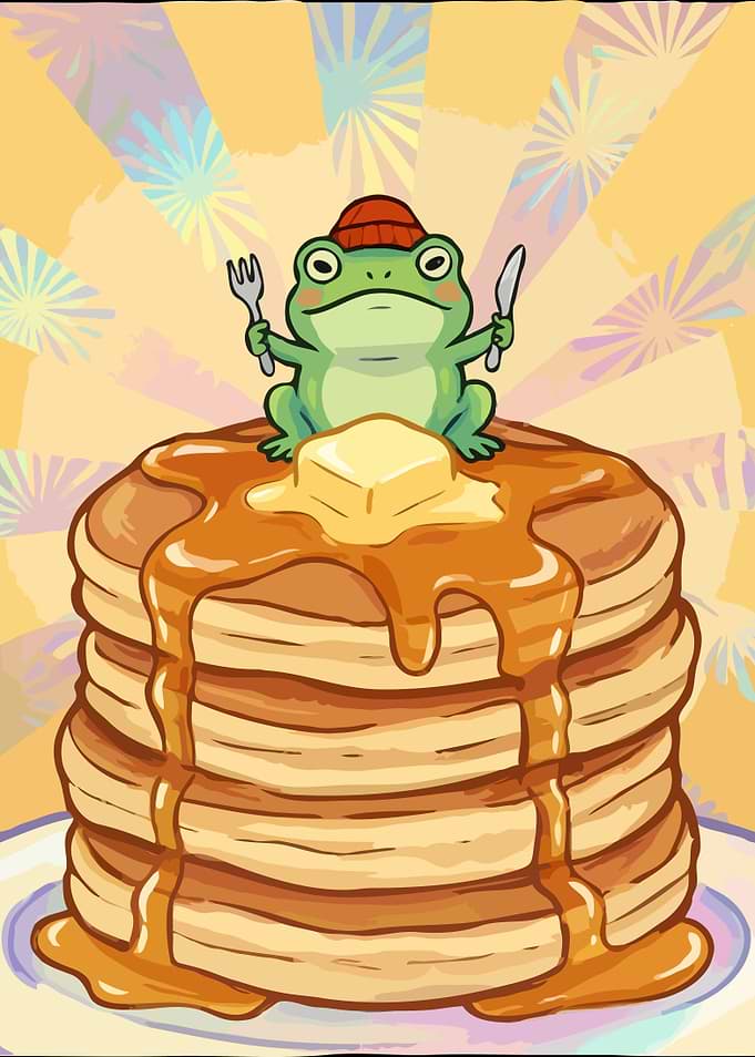 Frog on Pancakes with Syrup
