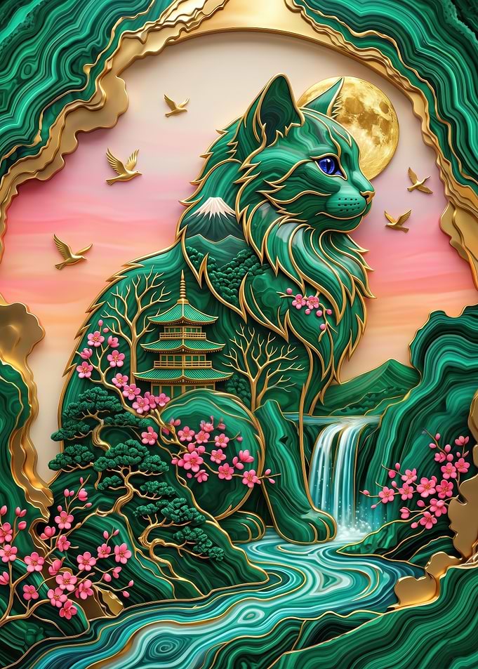 Malachite Cat Landscape