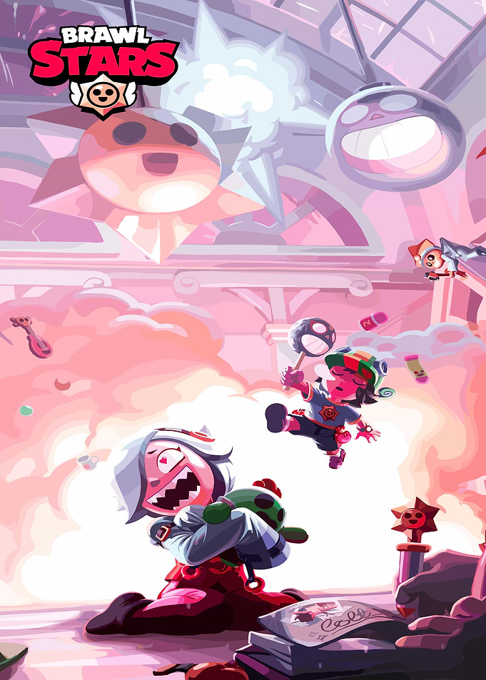 Brawl Stars Characters in Pink Clouds